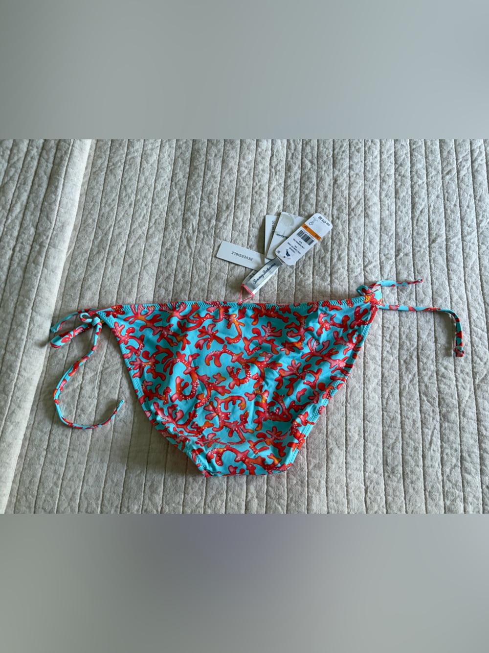 Tommy Bahama Aqua & Coral Tie-Side Bikini Bottoms